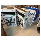 4 Box Fans in Various Colors