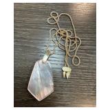 Gold-Tone Chain Necklace with Pink Shell Pendant
