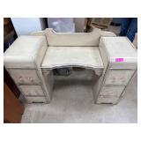 Cream-Colored Vanity Desk with Pink Handles