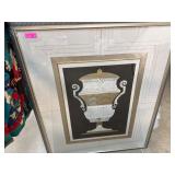 Framed Print of Ornamental Urn with Metallic Accen
