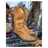 Tan Alligator Leather Cowboy Boots, Size 6.5 US