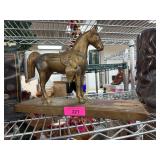 Spelter Horse Figurine on Rectangular Base