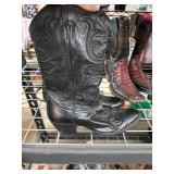 Larry Mahan Black Leather Cowboy Boots