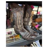 Larry Mahan Leather Cowboy Boots, Size 8