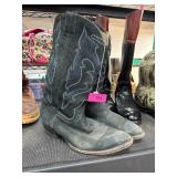 Botas Jaca Black Leather Western Boots, Sz 30B