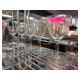 Clear Etched Glass Stemware, Six Pieces