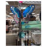 Stained Glass Butterfly Wind Chime with Metal and