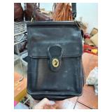 Black Coach Leather Shoulder Bag With Turnlock Clo