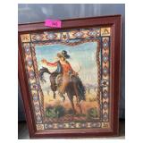 Framed Western Cowboy Riding Horse Print