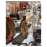 Cowboy Boot Lamp with Wooden Base