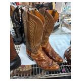 Tony Lama Cowboy Boots with Stitch Detail, Size 7.