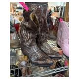 Men’s Brown Leather Cowboy Boots with Embroi