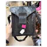 Black Ostrich Leather Crossbody Bag 