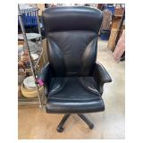 Black Leather Executive Office Chair on Casters