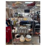 Metal Rolling Cart with Assorted Glassware and Dis