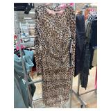 Aqua Leopard Print Long-Sleeve Dress, Size M