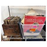 Vinyl Records in Wooden and Plastic Containers