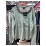 Topshop Light Green Embellished Sweater
