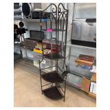 Five-Tier Metal Corner Shelf With Wooden Shelves