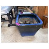 Square Ceramic Planter with Blue Rim Finish