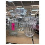 Three Clear Glass Decorative Containers