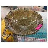 Gold-Toned Decorative Glass Bowl with Patterned De
