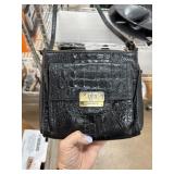 Brahmin Black Crocodile-Embossed Leather Handbag