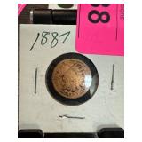 1887 Indian Head Penny in Collector Holder