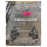 3 Glass Serving Trays w Sterling Silver overlay