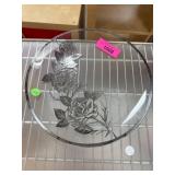 Clear Glass Plate w Sterling Silver Overlay