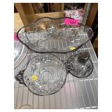 Etched Clear Glass Servingware and Candle Holder