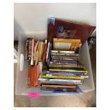 Books and Hardcover Collection in Plastic Bin