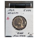 1962 Jefferson Nickel MS65 FS NGC Certified
