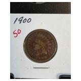 1900 Indian Head One Cent Coin in Holder