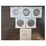 Five Buffalo Nickels 1930-1935 in Holders