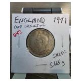 England 1941 One Shilling Silver Coin