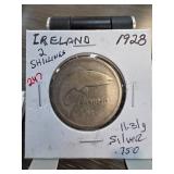 1928 Ireland 2 Shillings Silver Coin