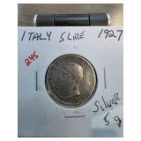 1927 Italy 5 Lire Silver Coin