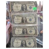 Four US $1 Silver Certificates