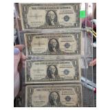 Four 1935 Series $1 Silver Certificates