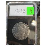 1833 Capped Bust Half Dollar in Protective Case