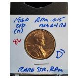 1960-D/D Lincoln Cent RPM-015 MS64 RD