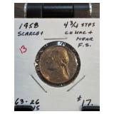 1958 Jefferson Nickel with 4-3/4 Steps