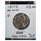 1957-D Jefferson Nickel MS65 with Full Steps