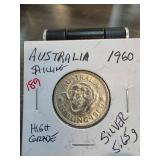 1960 Australian Shilling, Silver, High Grade