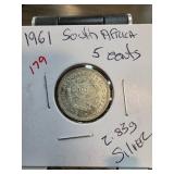 1961 South Africa 5 Cents Silver Coin