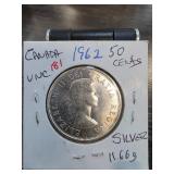 1962 Canada 50 Cents Silver Coin in Uncirculated C