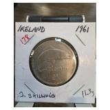 1961 Ireland 2 Shillings Coin in Protective Holder