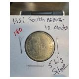 1961 South Africa 10 Cents Silver Coin