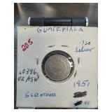 1951 Guatemala 5 Centavos Silver Coin